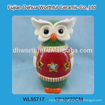Personalized ceramic owl ornaments with led light/tealight